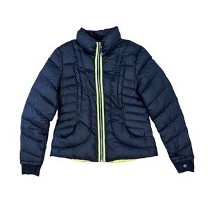 Halifax Traders Women’s Black and Neon Green Colored Puffer Jacket